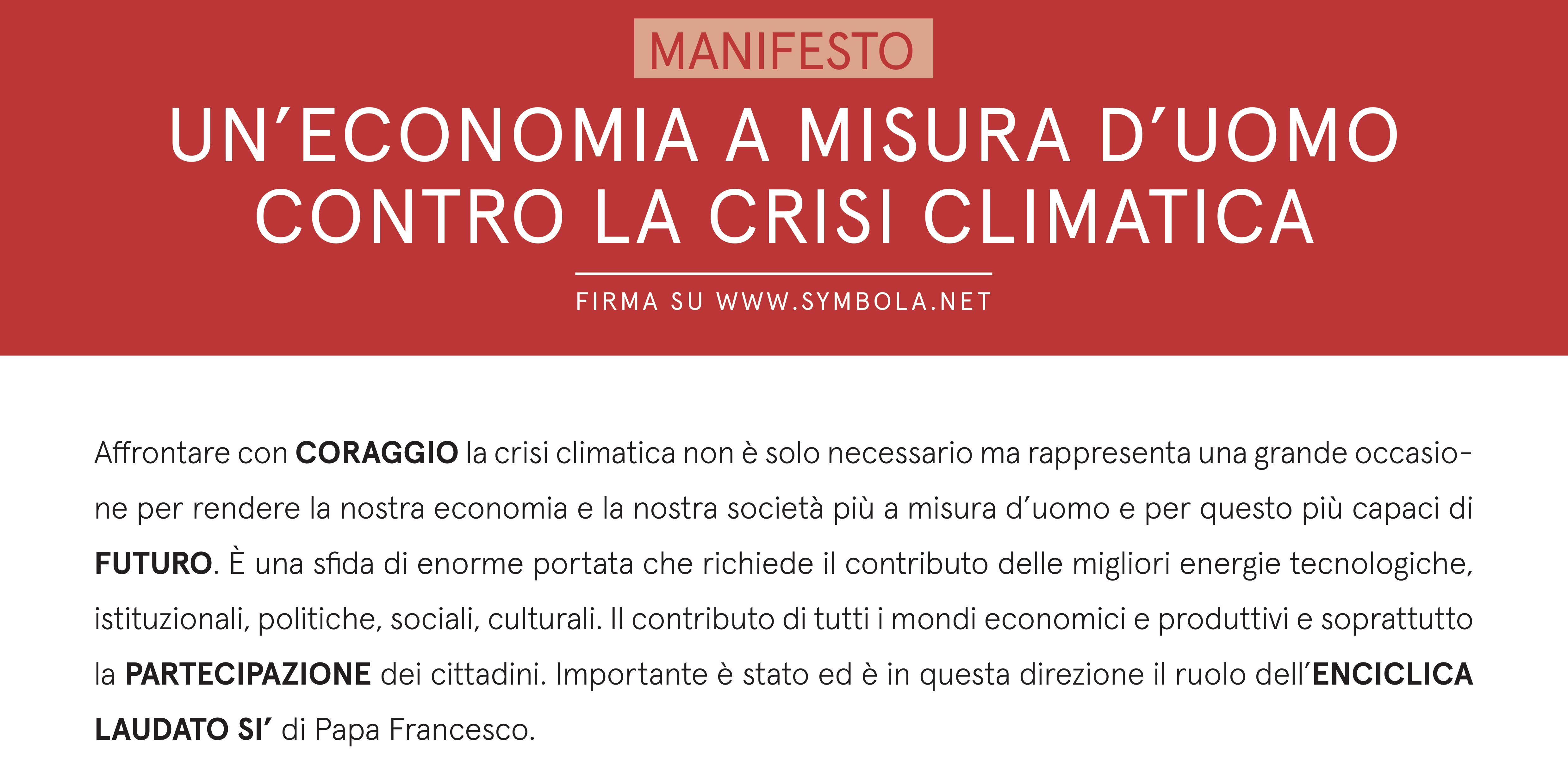 MANIFESTO: UN’ECONOMIA A MISURA D’UOMO CONTRO LA CRISI CLIMATICA 