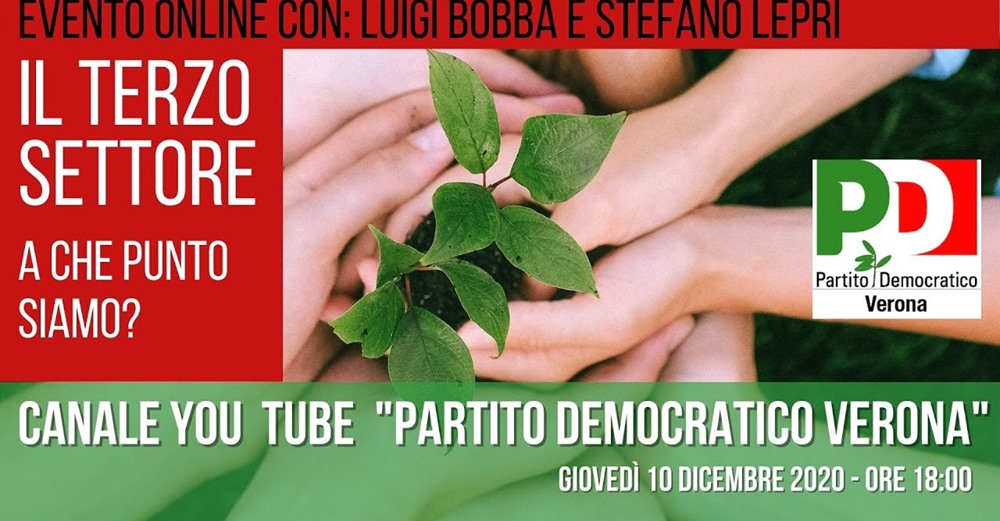 Luigi Bobba relatore all’evento di PD Verona “Il Terzo settore: a che punto siamo?”, 10 dicembre ore 18