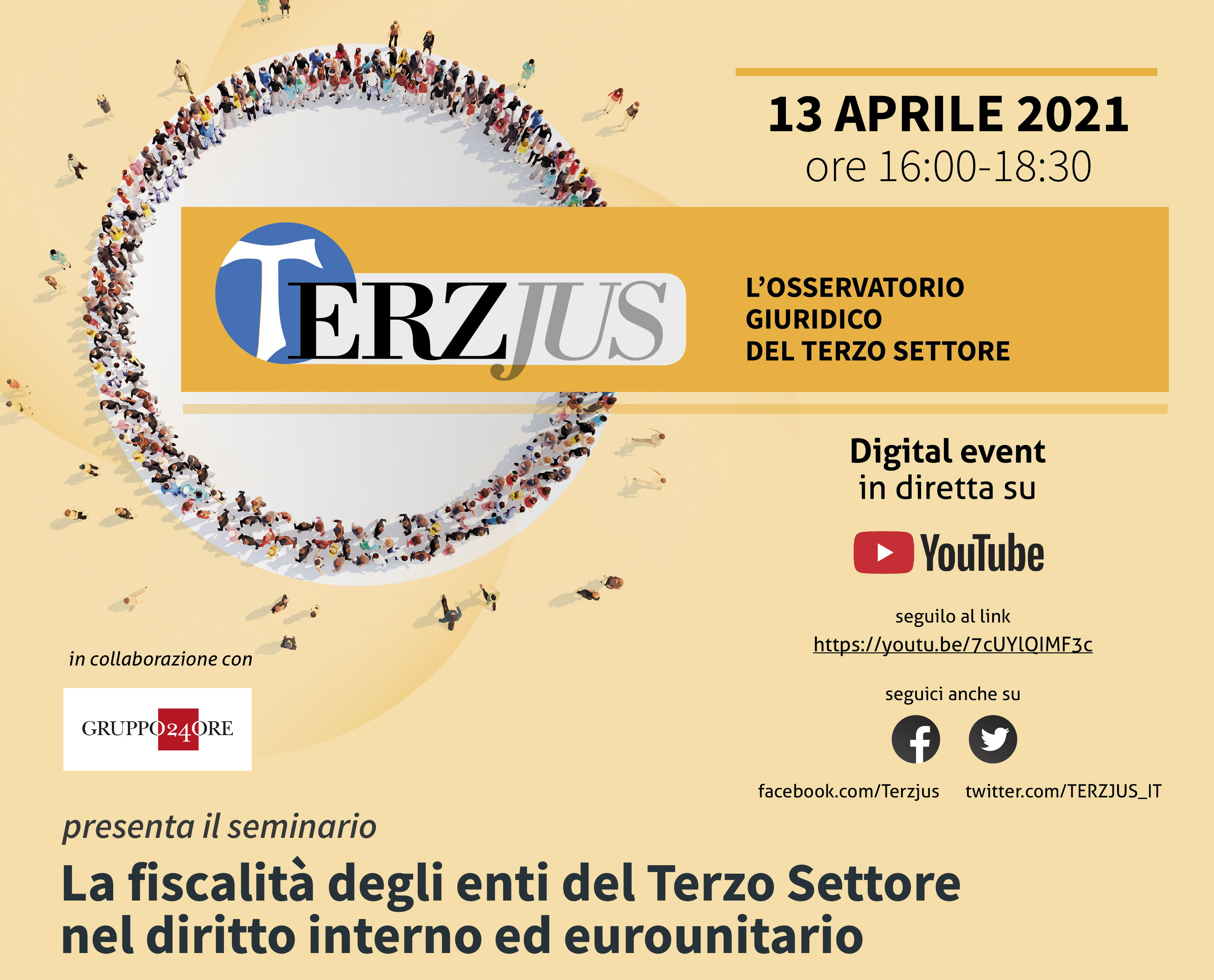 “La fiscalità degli enti del Terzo Settore nel diritto interno e comunitario” Terzjus webinar, 13 aprile ore 16