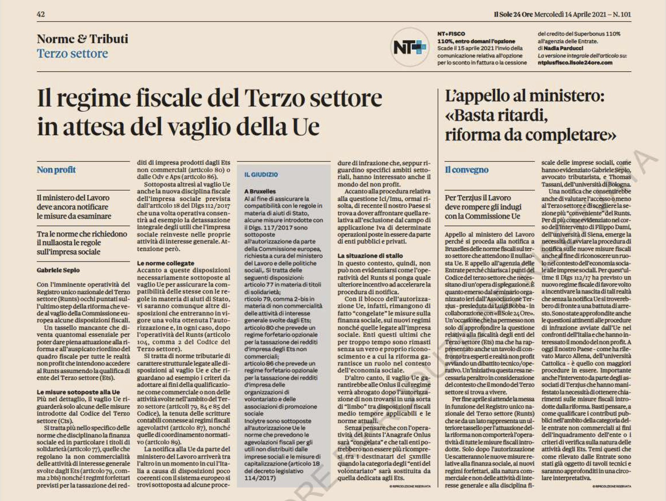 Il regime fiscale del Terzo settore in attesa del vaglio della Ue