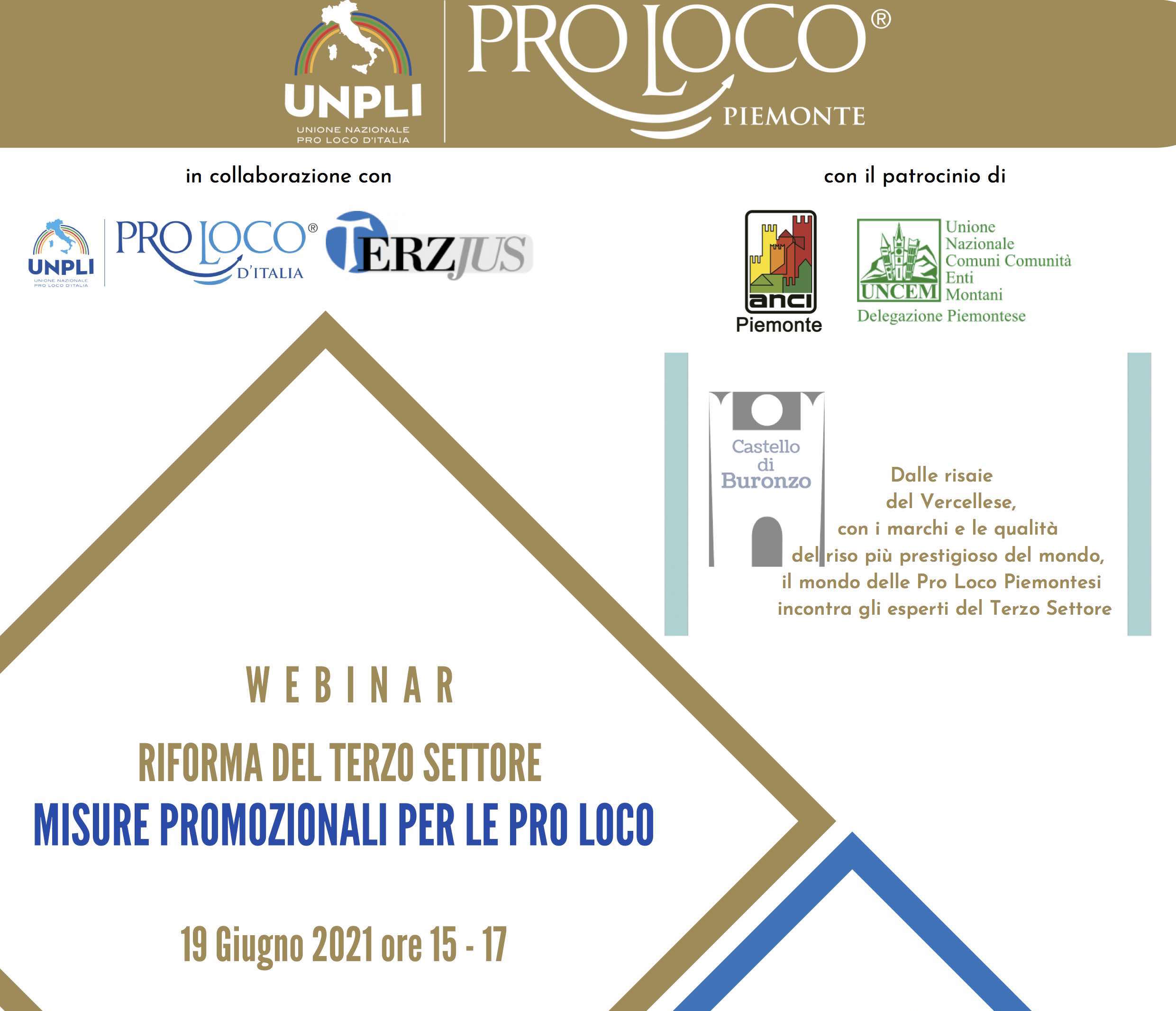 “Riforma del Terzo settore e misure promozionali per le Pro Loco” webinar 19 giugno