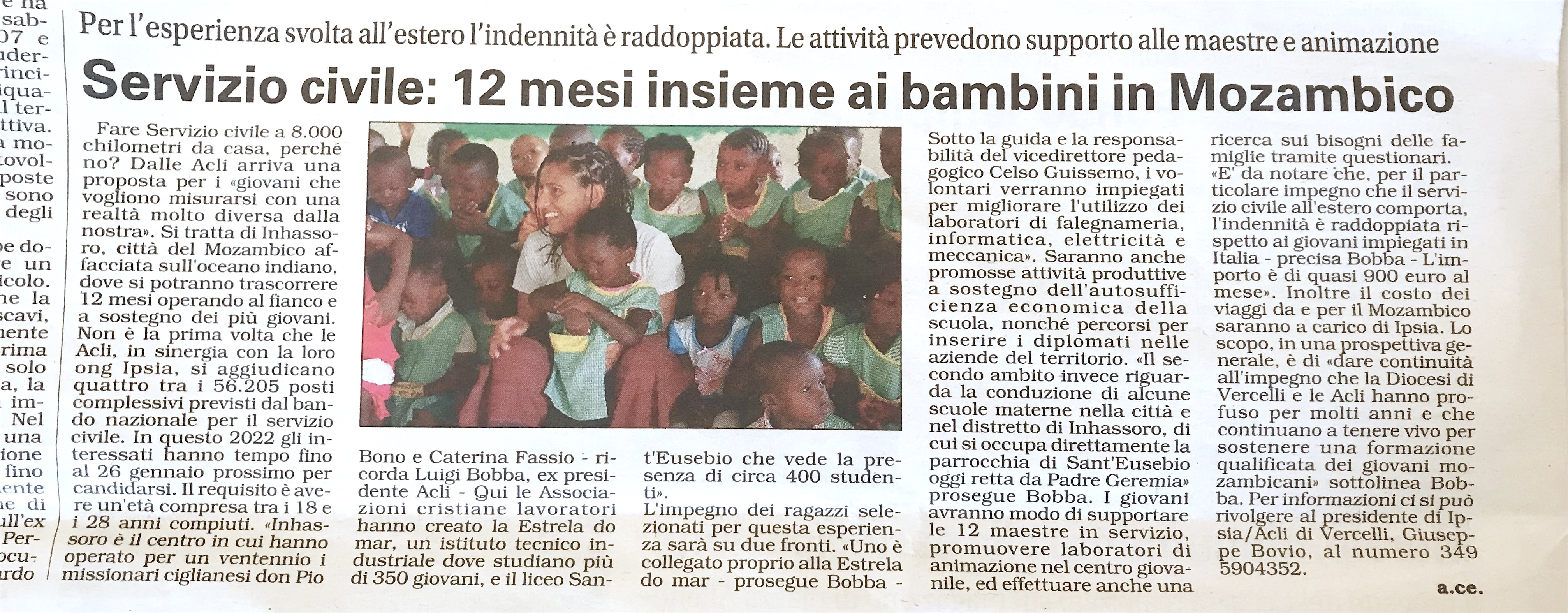 Servizio civile: 12 mesi insieme ai bambini in Mozambico