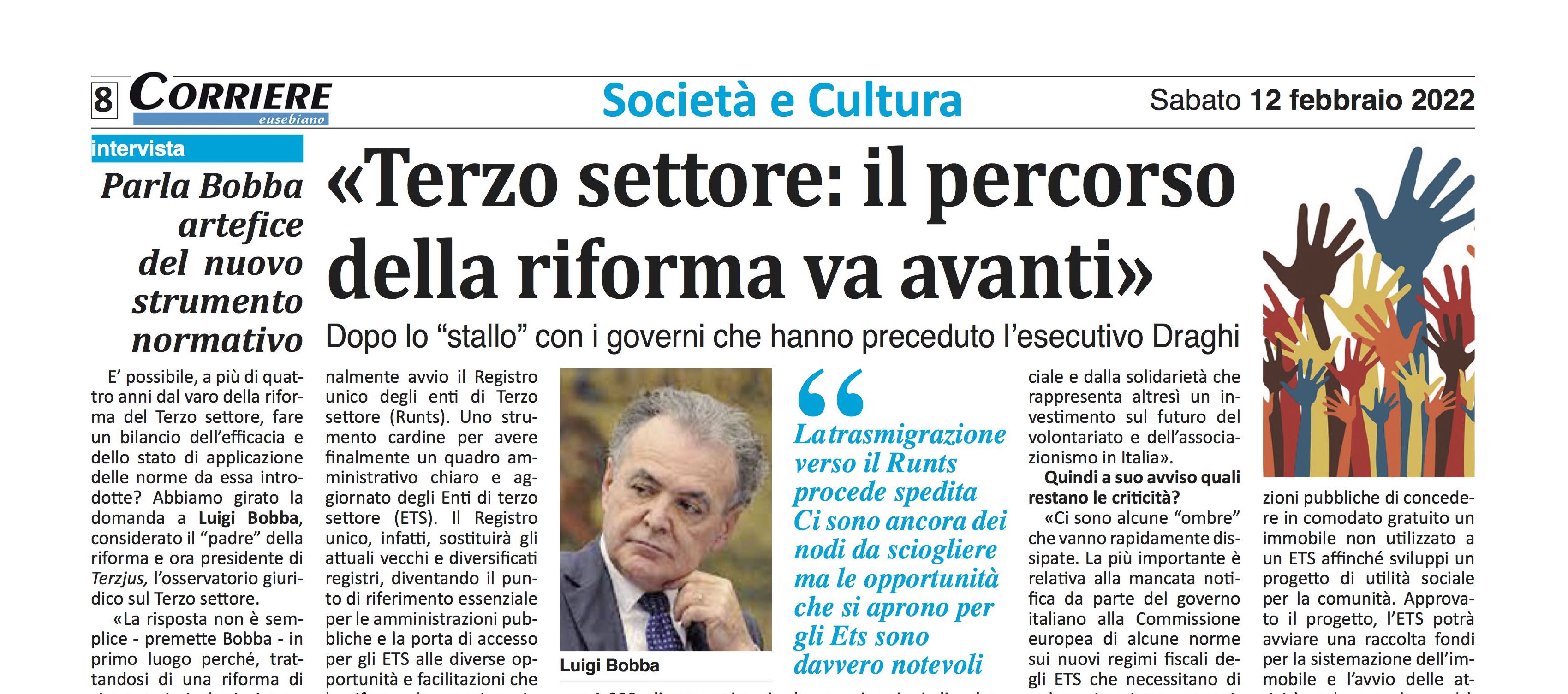 Luigi Bobba «Terzo settore: il percorso  della riforma va avanti»